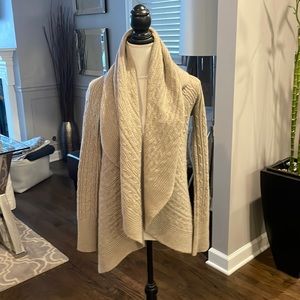 100% Cashmere cable circle cardigan in tan.  XS